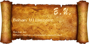 Behan Ulisszesz névjegykártya